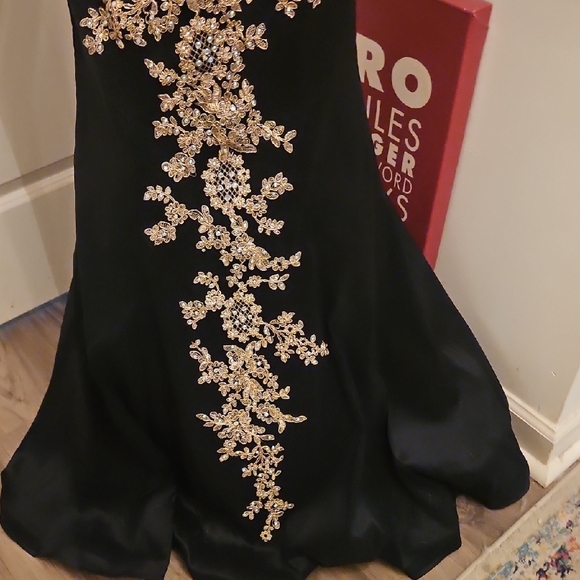 Anny Lee Black Maxi Dress with Gold Embellishment - Picture 6 of 13